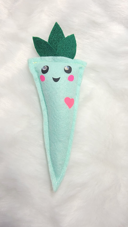 Minty Carrot Creature – Handmade Felt Plush or Keychain for Easter - Made to order