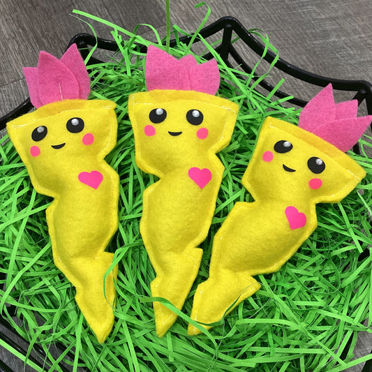 Handmade Sweet & Cute Yellow felt Carrot plush for your easter basket.