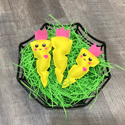 Handmade Sweet & Cute Yellow felt Carrot plush for your easter basket. - made to order