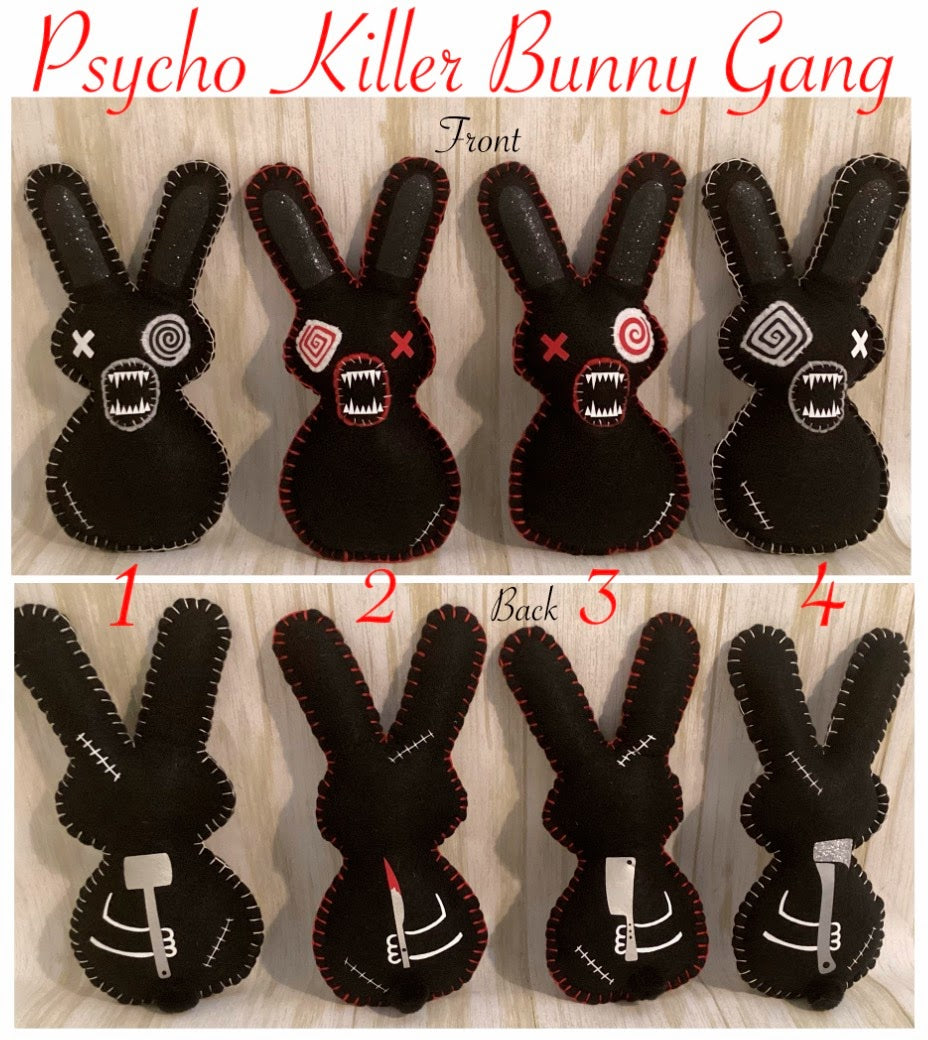 Psycho Killer Bunny Gang - Rory - He holds a sledge hammer behind his back. Made to order