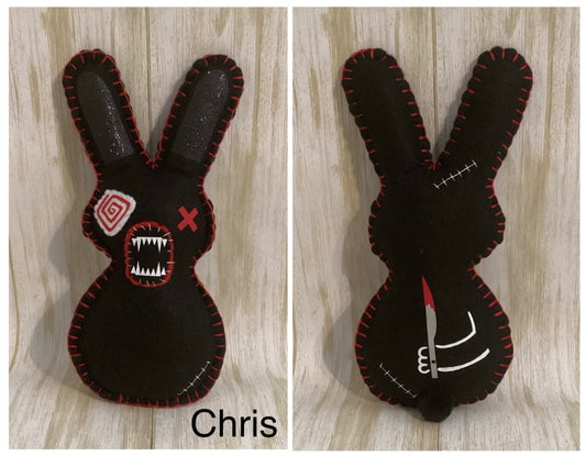 Psycho Killer Bunny Gang - Bob - He holds a hatchet behind his back. Made to order