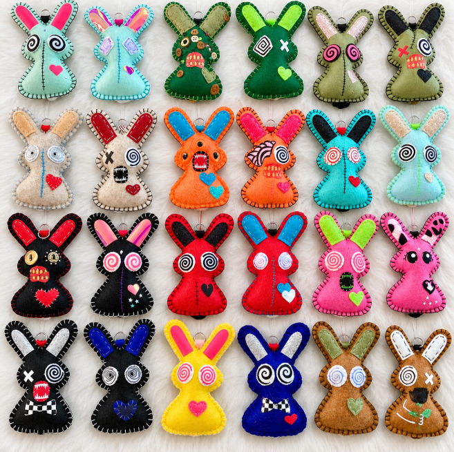 OOAK Mini magic wand Bunny Plush keychain / bag charm - Handmade - Ready to ship