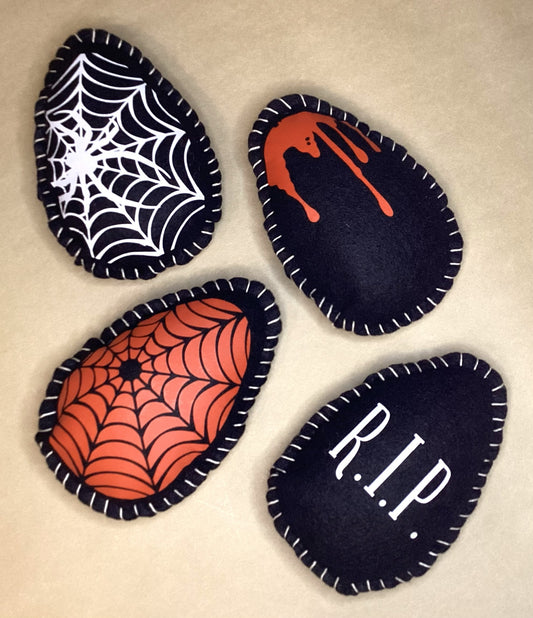 Creepy Easter Egg Set of 4 – R.I.P. Skull Eggs, Spider Web Eggs, Blood Drip Egg – Gothic Easter Decor – Halloween Easter Basket Fillers