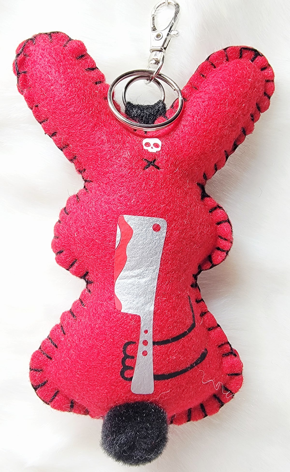 OOAK Mini killer Bunny Plush keychain / bag charm - Handmade - Ready to ship