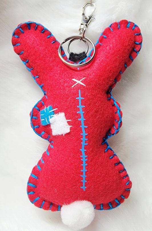 OOAK Mini Red Bunny Plush keychain / bag charm - Handmade - Ready to ship
