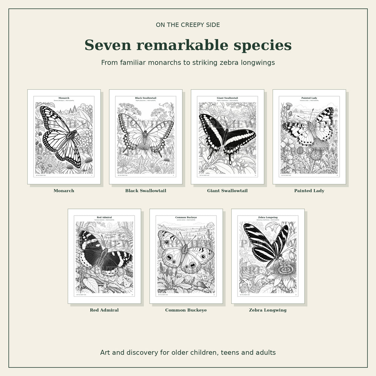 Butterflies & Caterpillars Coloring Book + Color Reference Guide | 28 Metamorphosis Coloring Pages | Printable PDF