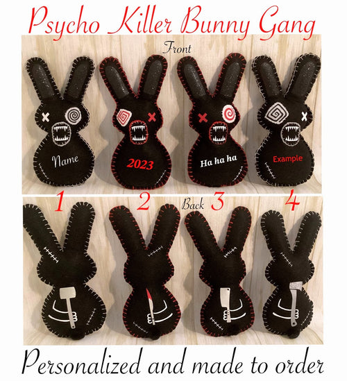 Psycho Killer Bunny Gang - Karl - He holds a sledgehammer behind his back. Made to order - Personalizable