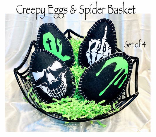 Creepy Easter Egg Set of 4 – Gothic Easter Decor – Halloween Easter Basket Fillers