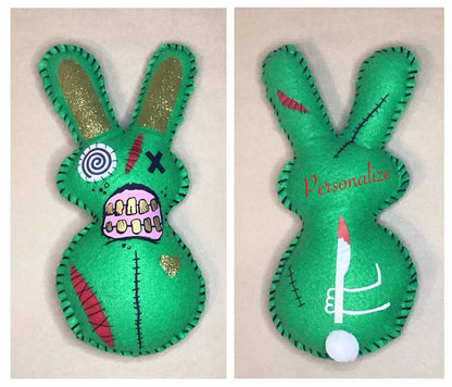 Large Creepy Green Zombie Bunny Plush – Personalized | With or Without Weapon