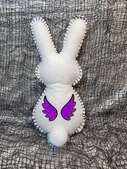 White & pink holographic Pixie Bunny with Large jaw cute eyes - Made to order