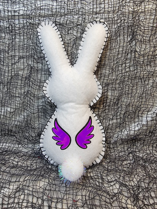 White & pink holographic Pixie Bunny with Large jaw cute eyes - Made to order