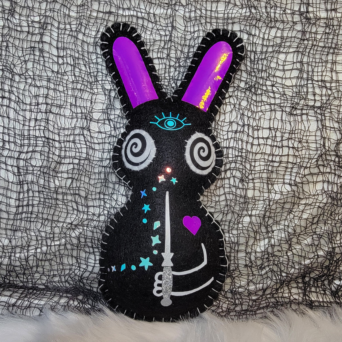 Magic Spell Bunny – Large Handmade Mystical Bunny Plush -baby blue - made to order