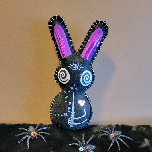 Magic Black Spell Bunny Plush – Handmade to order Gothic Pixie Art Dolls