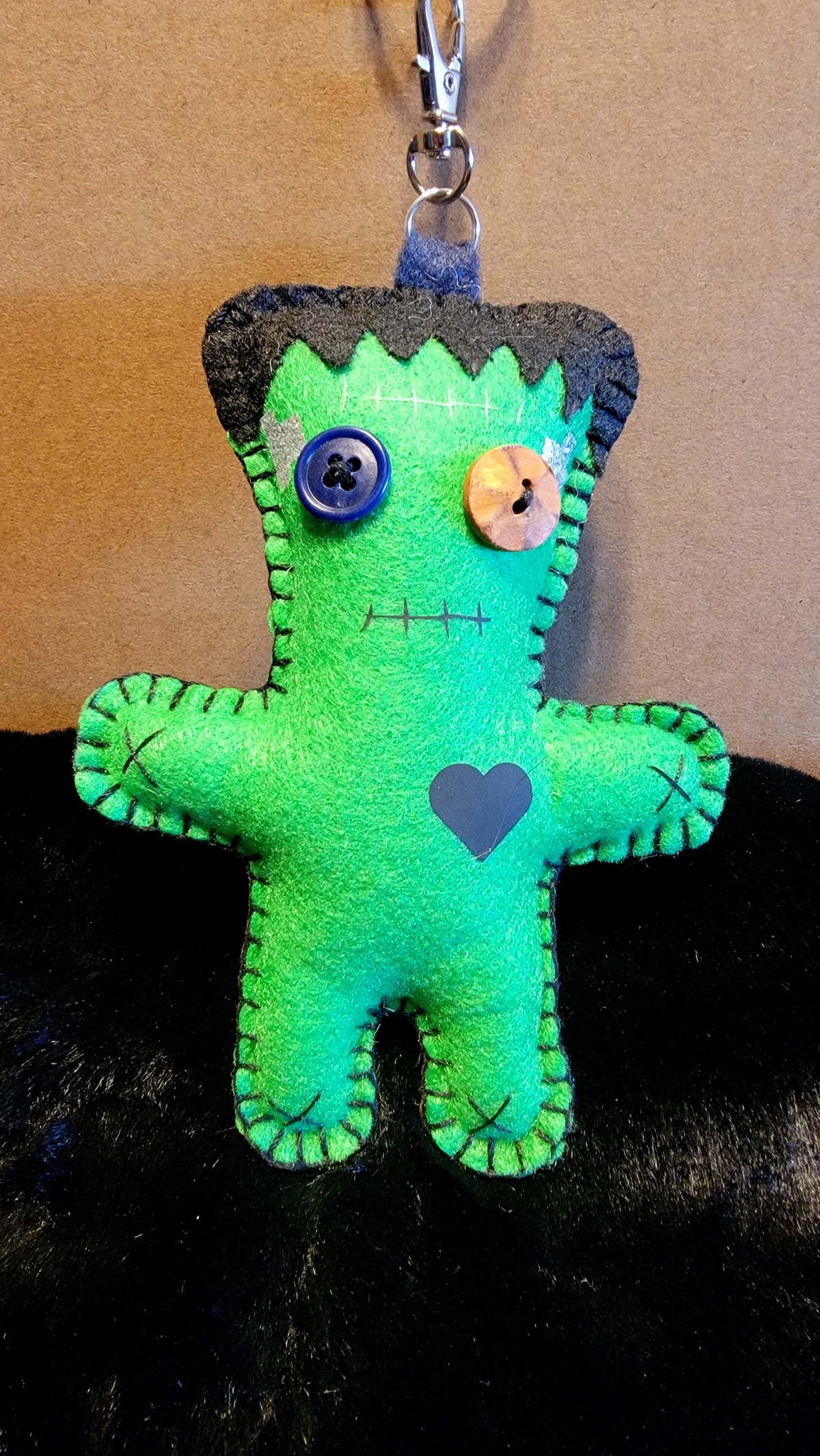 Frankenstein & Bride Doll Keychains | Handmade Felt Monster Bag Charms | OOAK - Ready to Ship