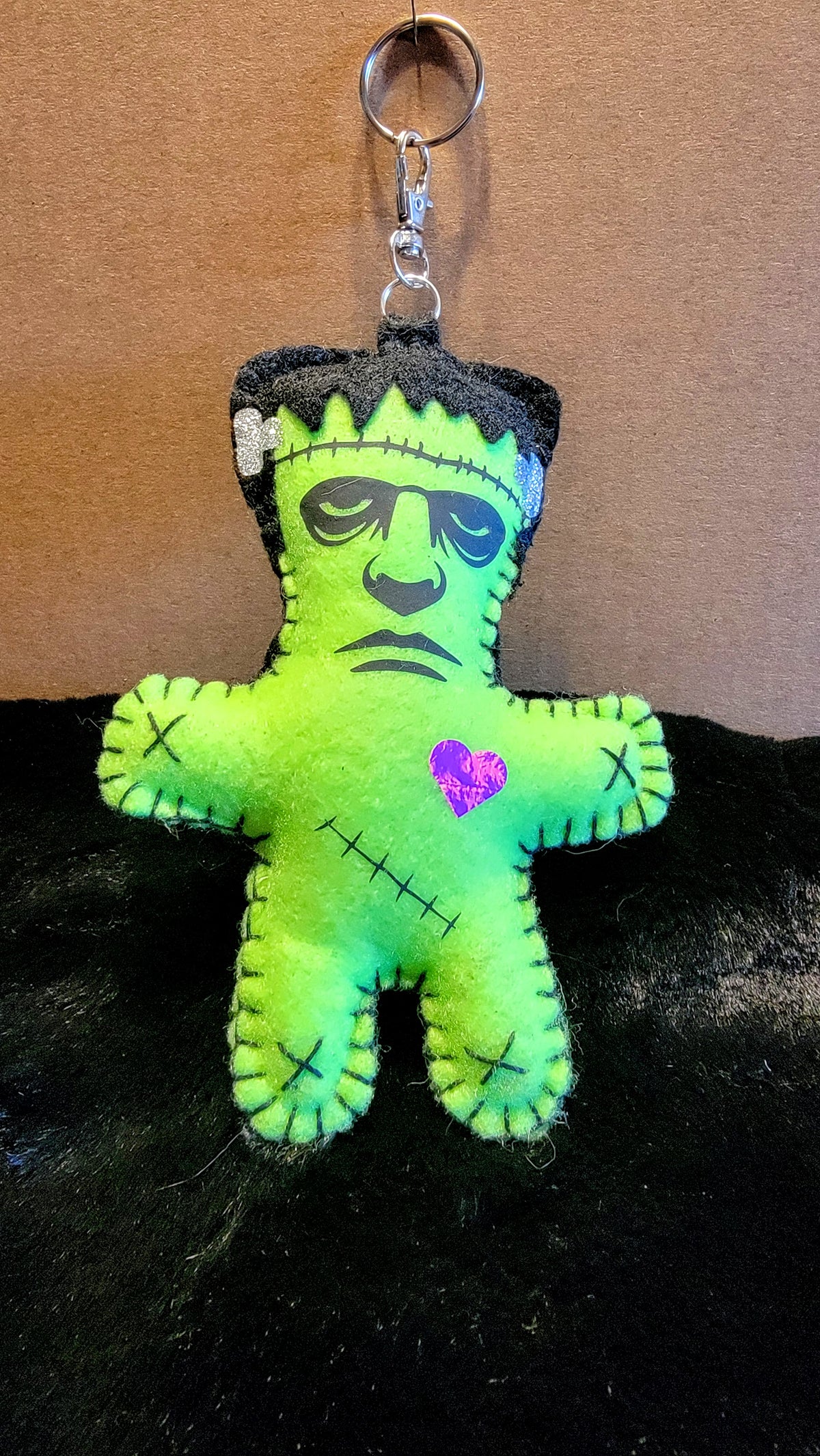 Frankenstein & Bride Doll Keychains | Handmade Felt Monster Bag Charms | OOAK - Ready to Ship