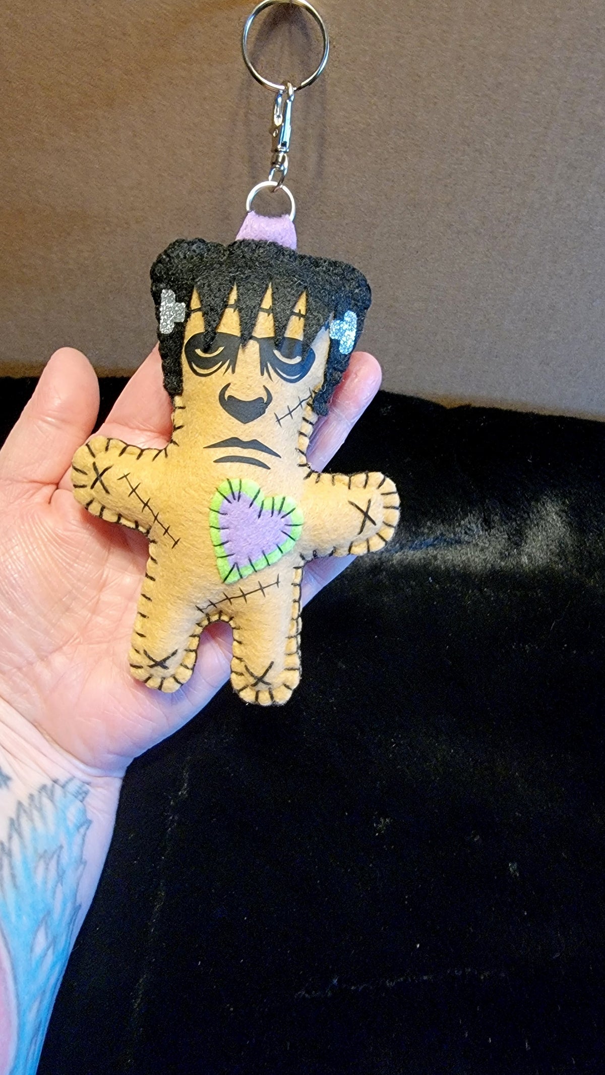 Frankenstein & Bride Doll Keychains | Handmade Felt Monster Bag Charms | OOAK - Ready to Ship