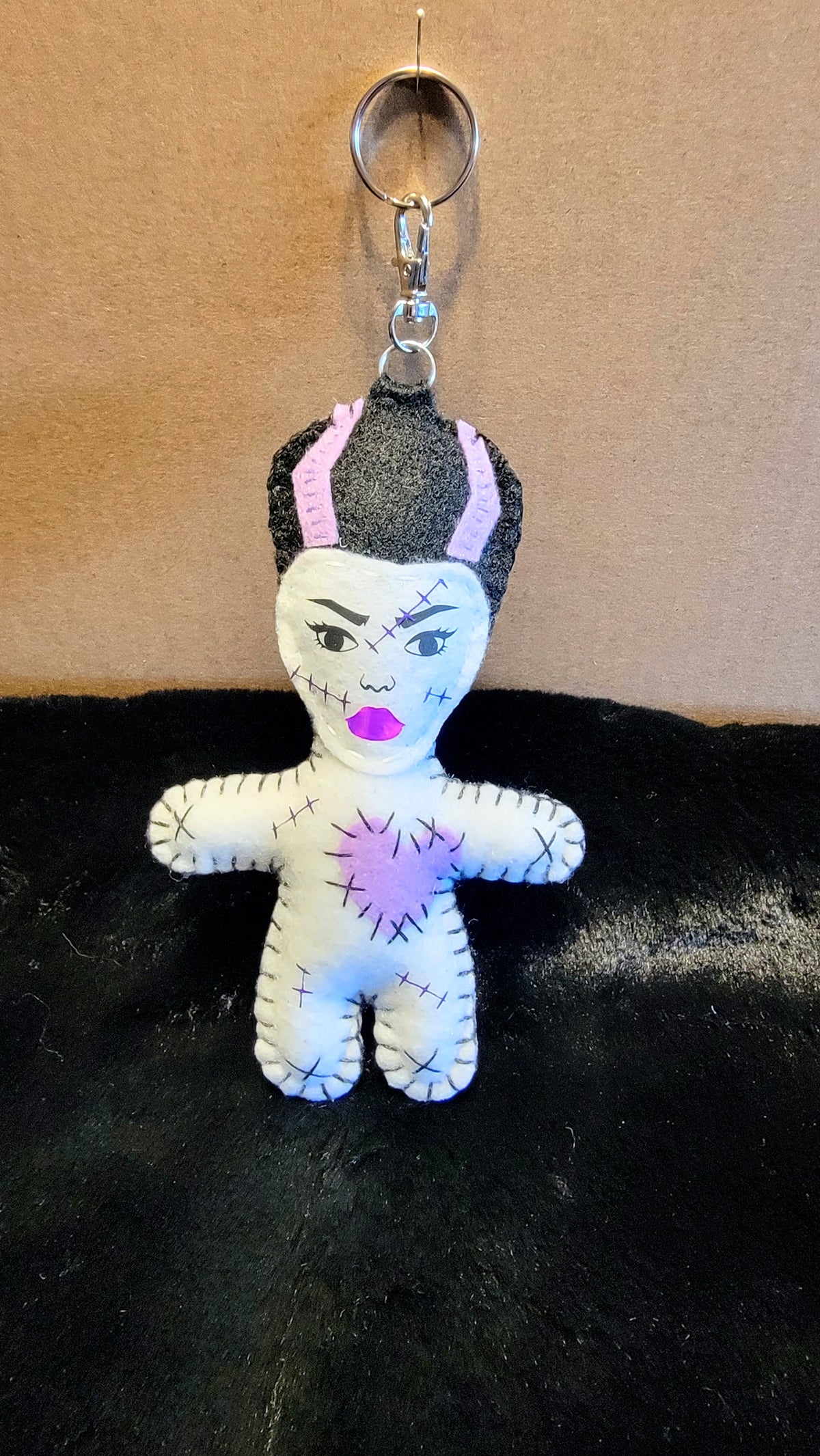 Frankenstein & Bride Doll Keychains | Handmade Felt Monster Bag Charms | OOAK - Ready to Ship