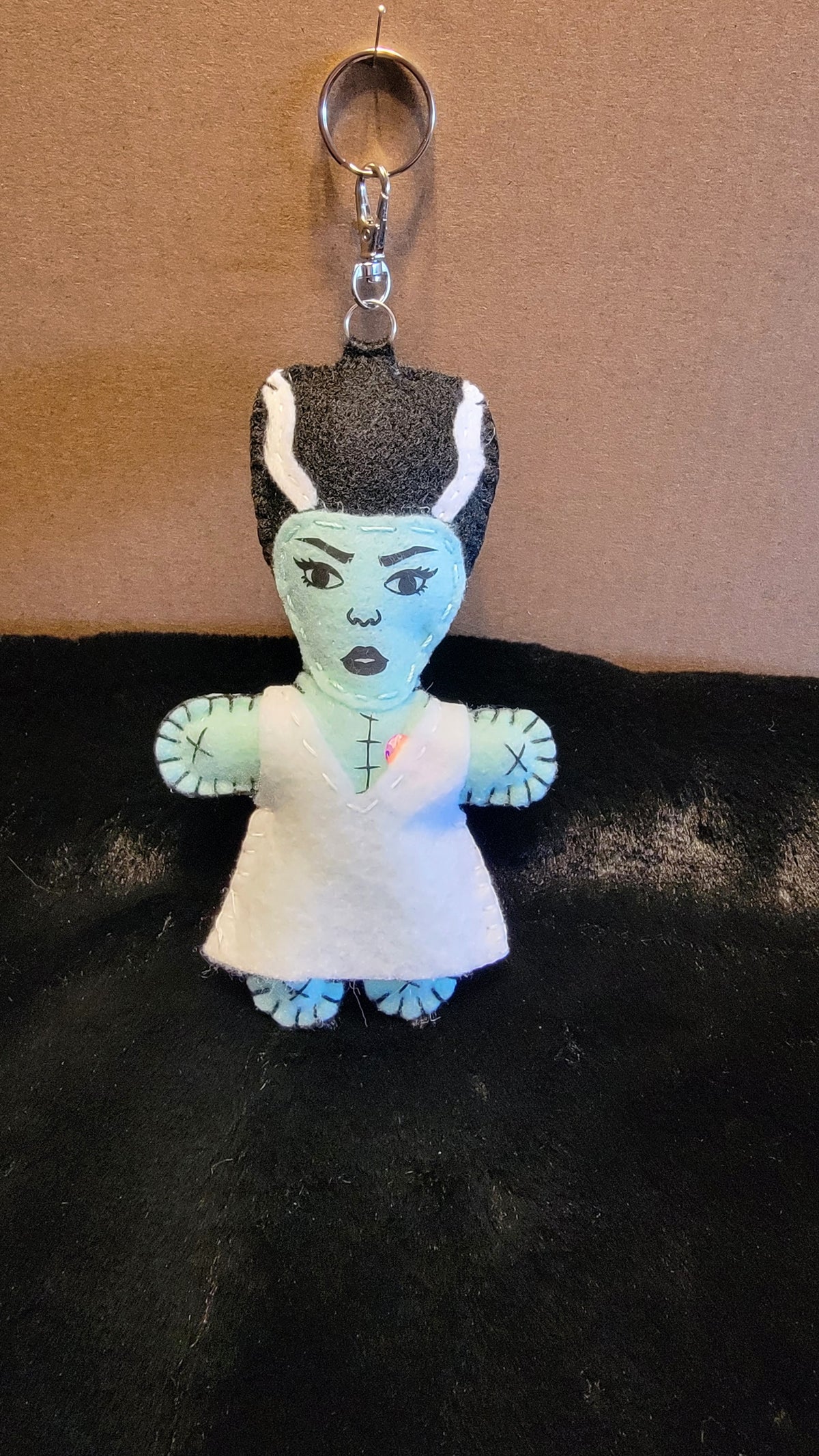 Frankenstein & Bride Doll Keychains | Handmade Felt Monster Bag Charms | OOAK - Ready to Ship