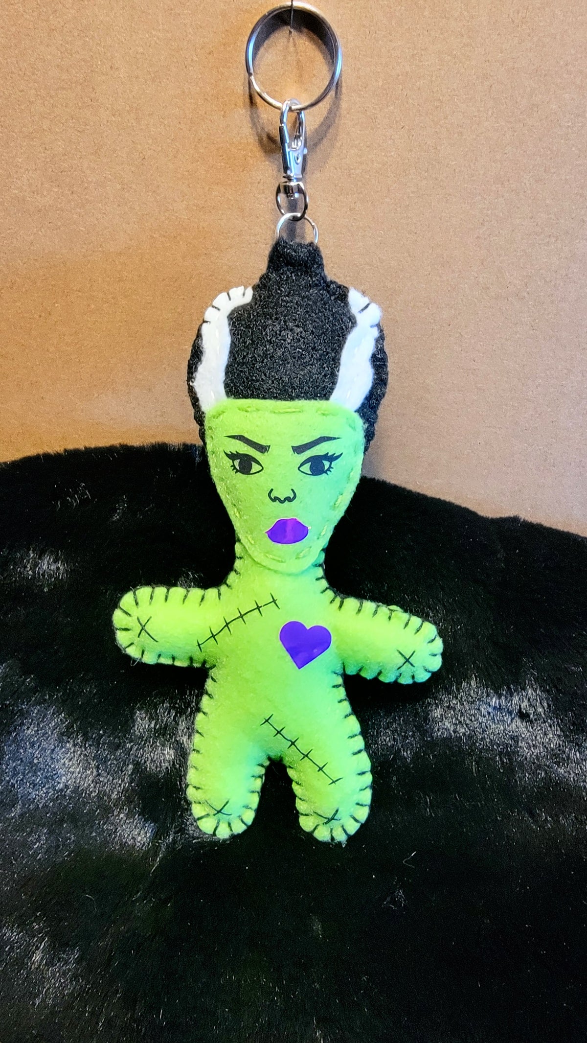 Frankenstein & Bride Doll Keychains | Handmade Felt Monster Bag Charms | OOAK - Ready to Ship