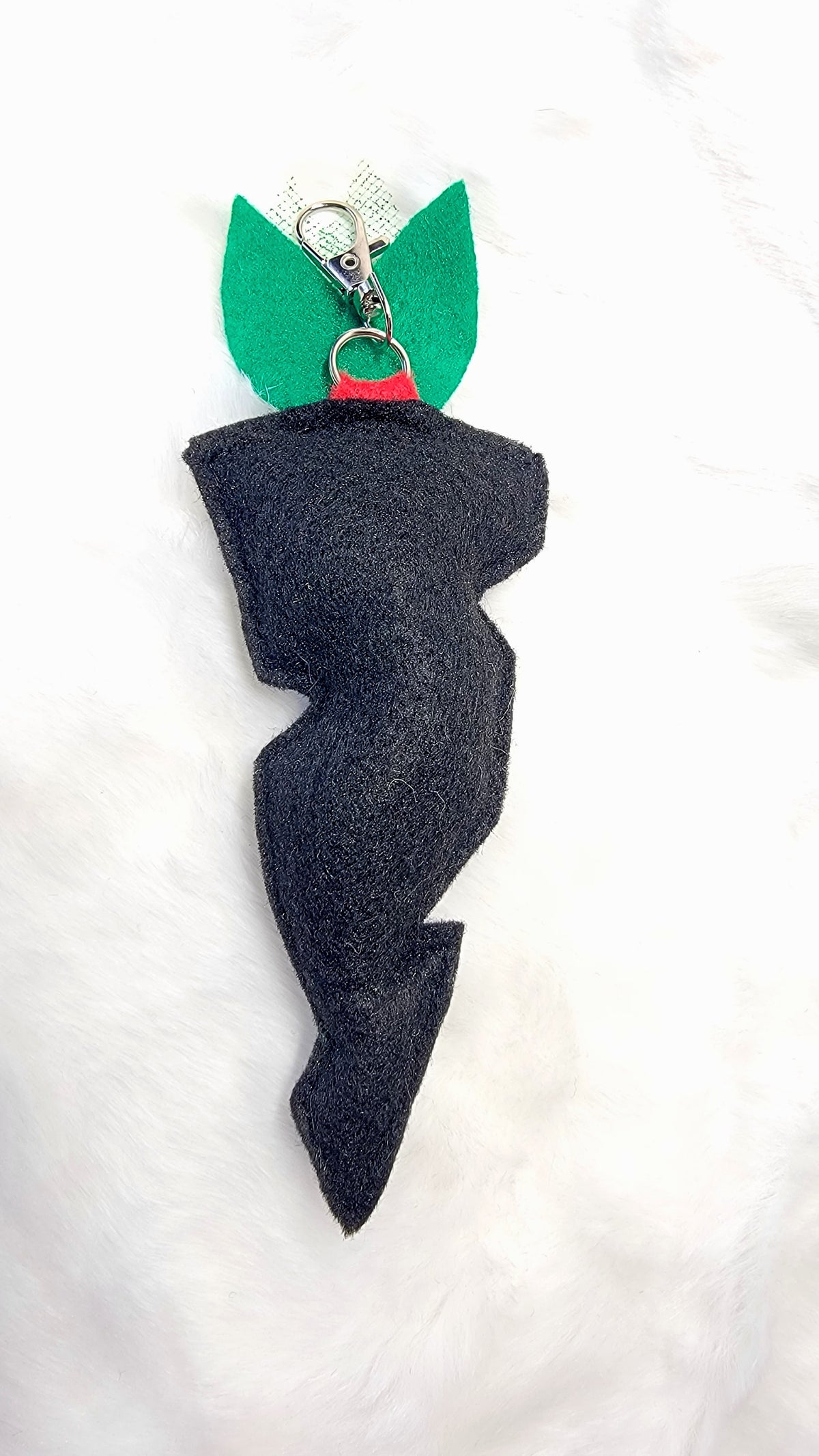 Creepy Black Carrot w/ Red eyes Plush, basket filler, or keychain, bag charm - Made to order