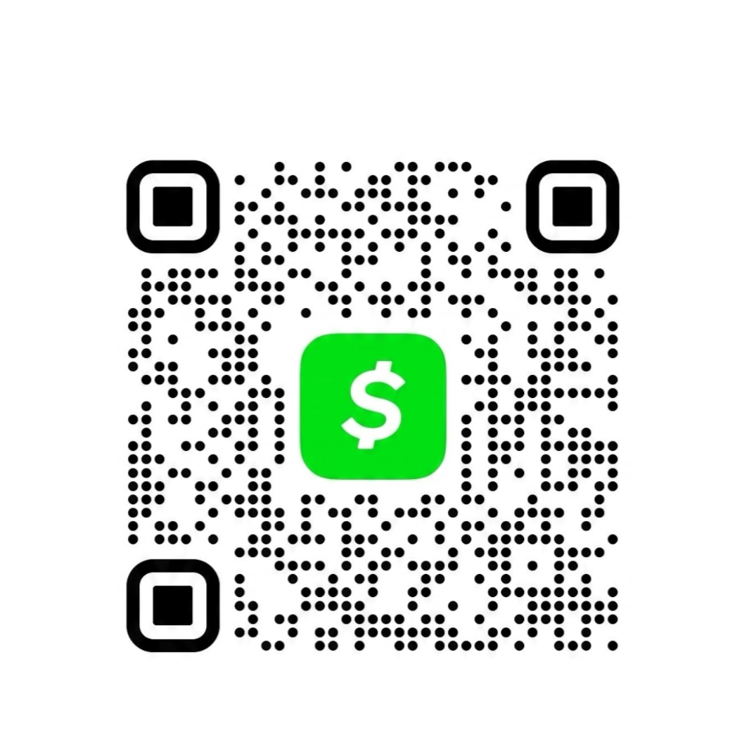 A square black-and-white QR code with a bright green rounded square centered on the image, containing a white dollar-sign symbol.