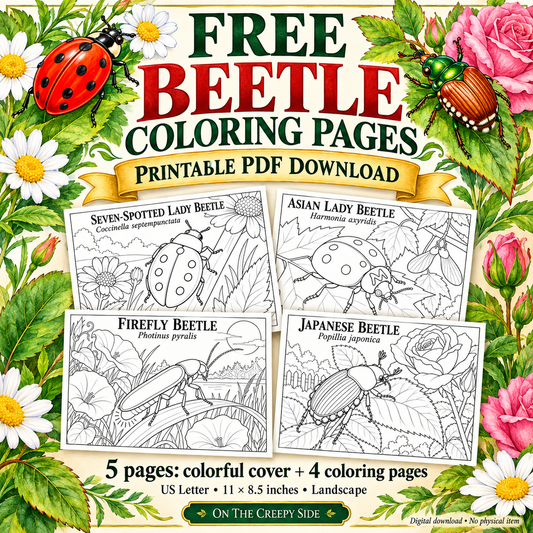 FREE Beetle Coloring Pages | 5-Page Printable PDF Download | Ladybugs, Firefly & Japanese Beetle