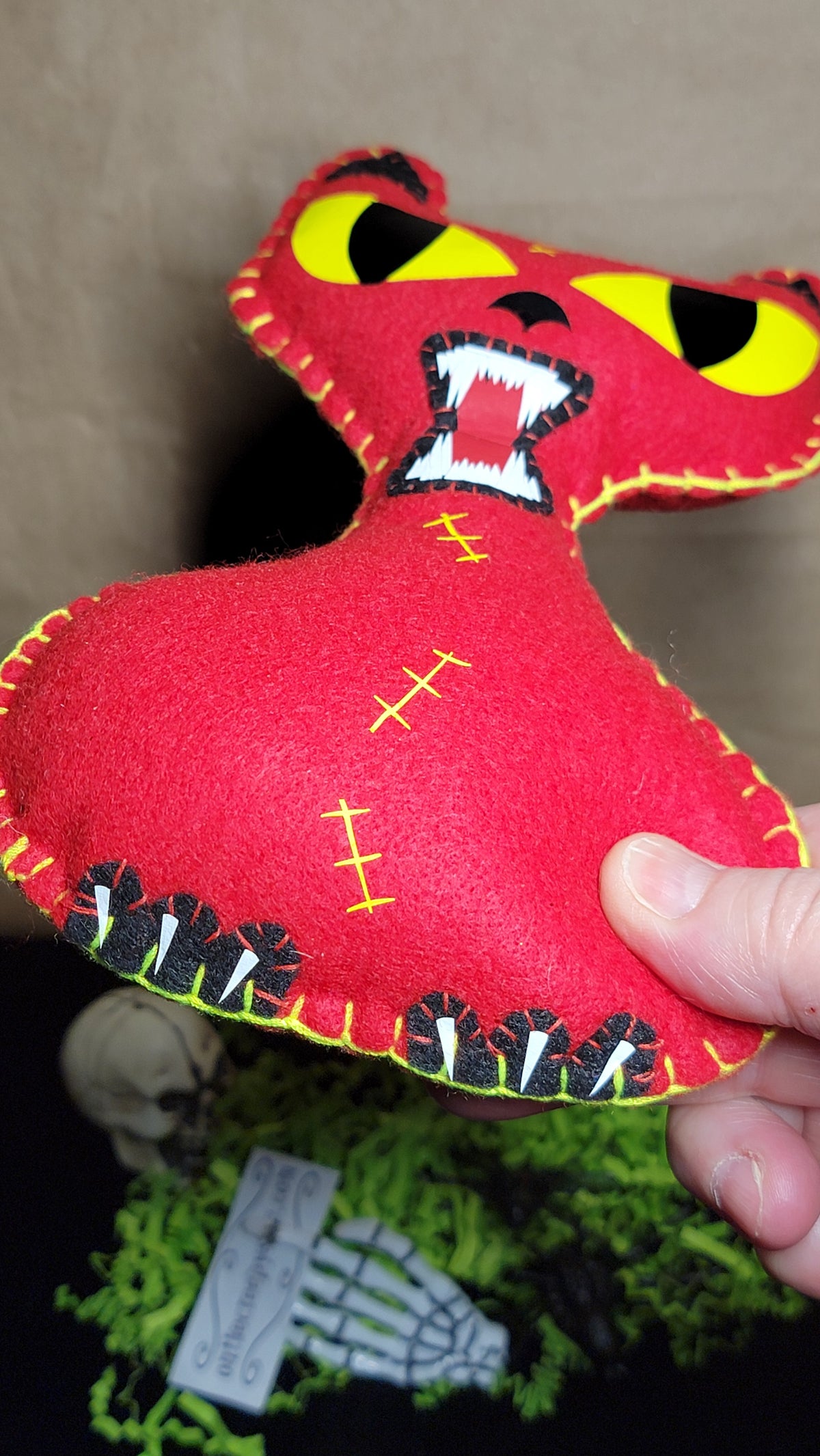  Handmade red horror cat plush collectible by On The Creepy Side
