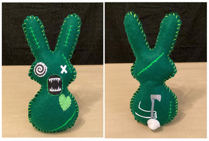 Large Green Zombie Bunny Plush - Made to Order - Peronalize