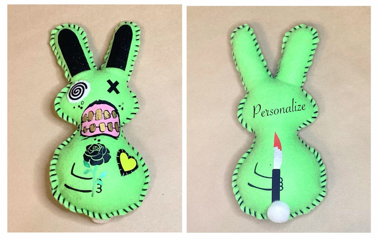 Zombie Bunny Plush – Personalized Handmade Creepy Easter Bunny - Made to Order