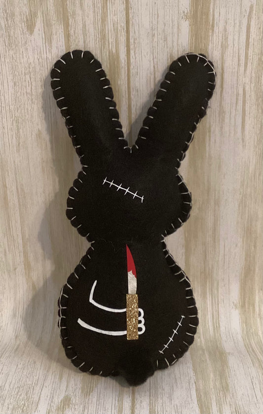 Zombie Bunny Plush - Creepy Easter Bunny Plush - Black & Gold- Made to order