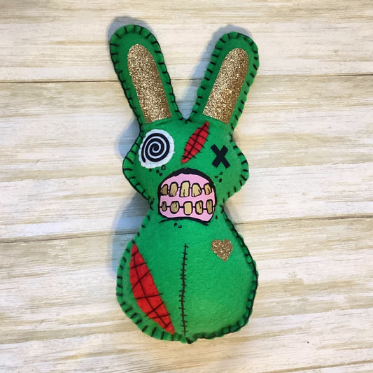 Large Creepy Green Zombie Bunny Plush – Personalized | With or Without Weapon