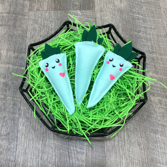 Handmade Sweet & Cute mint green felt Carrot plush for your easter basket.