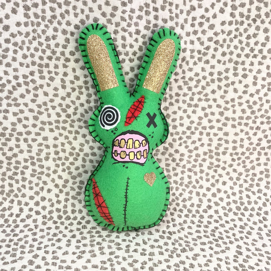 Large Creepy Green Zombie Bunny Plush – Personalized | With or Without Weapon