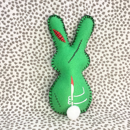 Large Creepy Green Zombie Bunny Plush – Personalized | With or Without Weapon