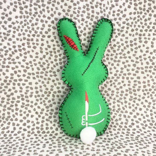 Large Creepy Green Zombie Bunny Plush – Personalized | With or Without Weapon