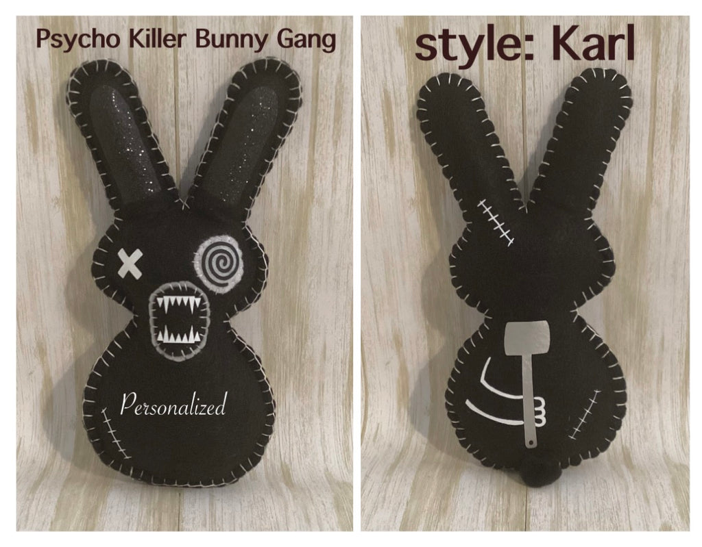 Psycho Killer Bunny Gang - Karl - He holds a sledgehammer behind his back. Made to order - Personalizable
