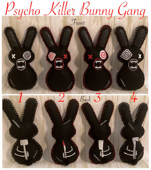 Psycho Killer Bunny Gang - Sam - She holds a glitter Axe behind her back. Made to order