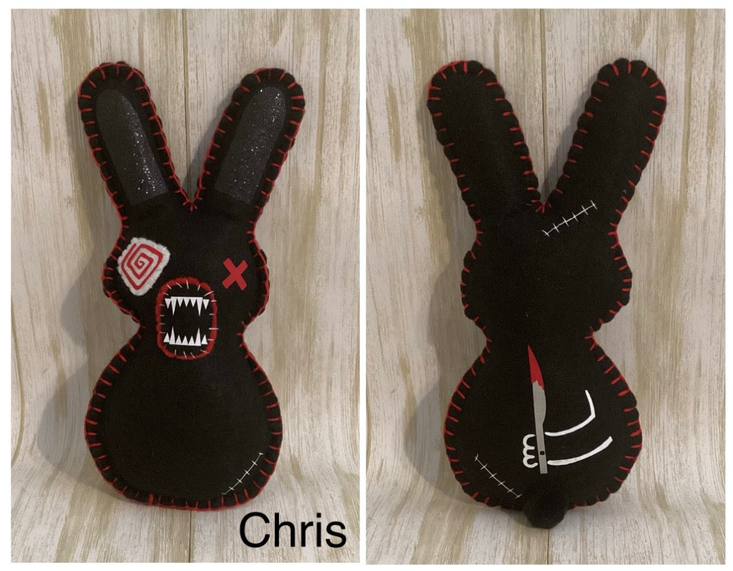 Psycho Killer Bunny Gang - Chris - He holds a bloody knife behind his back. Made to order