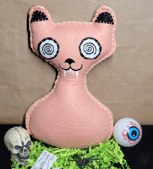  Handmade pastel peach Hipno Devil Kitty cat plush ready to ship