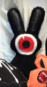 Maroon Killer Cyclops Bunny Plush – Horror Easter Bunny with Bloody Knife – Handmade Felt Creepy Bunny – Gothic Gift – Dark Decor