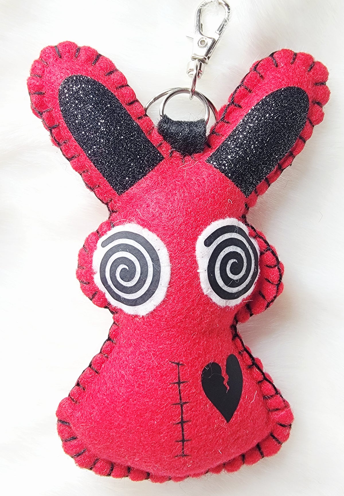 OOAK Mini killer Bunny Plush keychain / bag charm - Handmade - Ready to ship