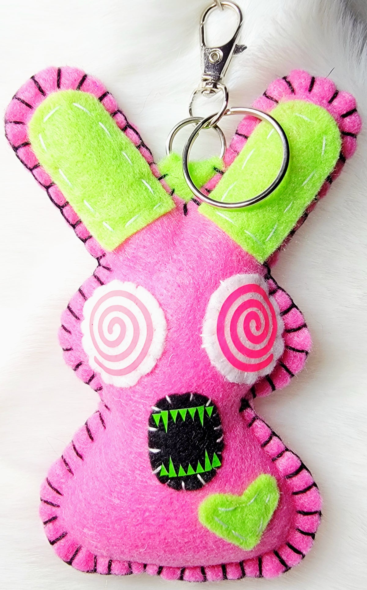 OOAK Mini Candy Pink Bunny Plush keychain / bag charm - Handmade - Ready to ship