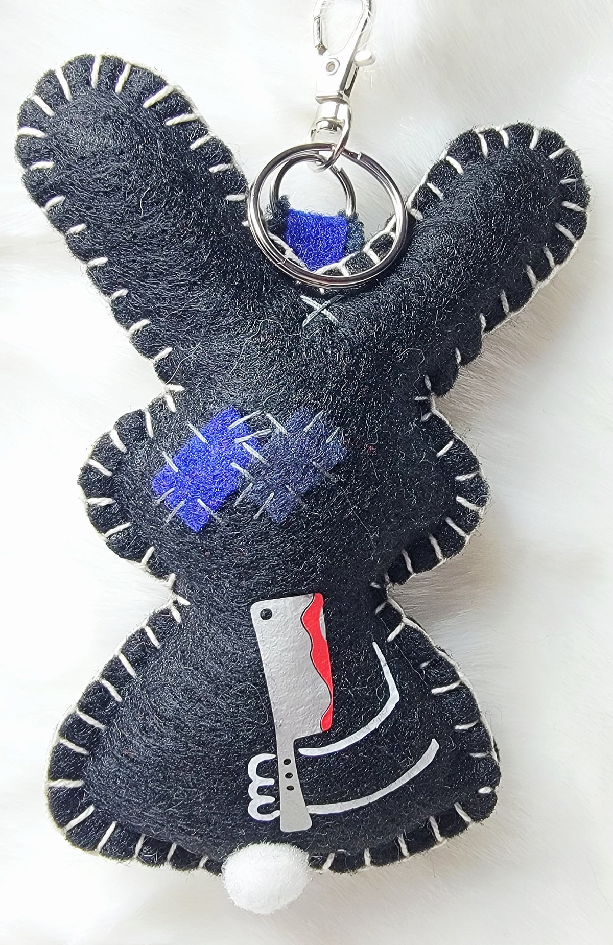 OOAK Mini Killer Bunny Plush keychain / bag charm - Handmade - Ready to ship