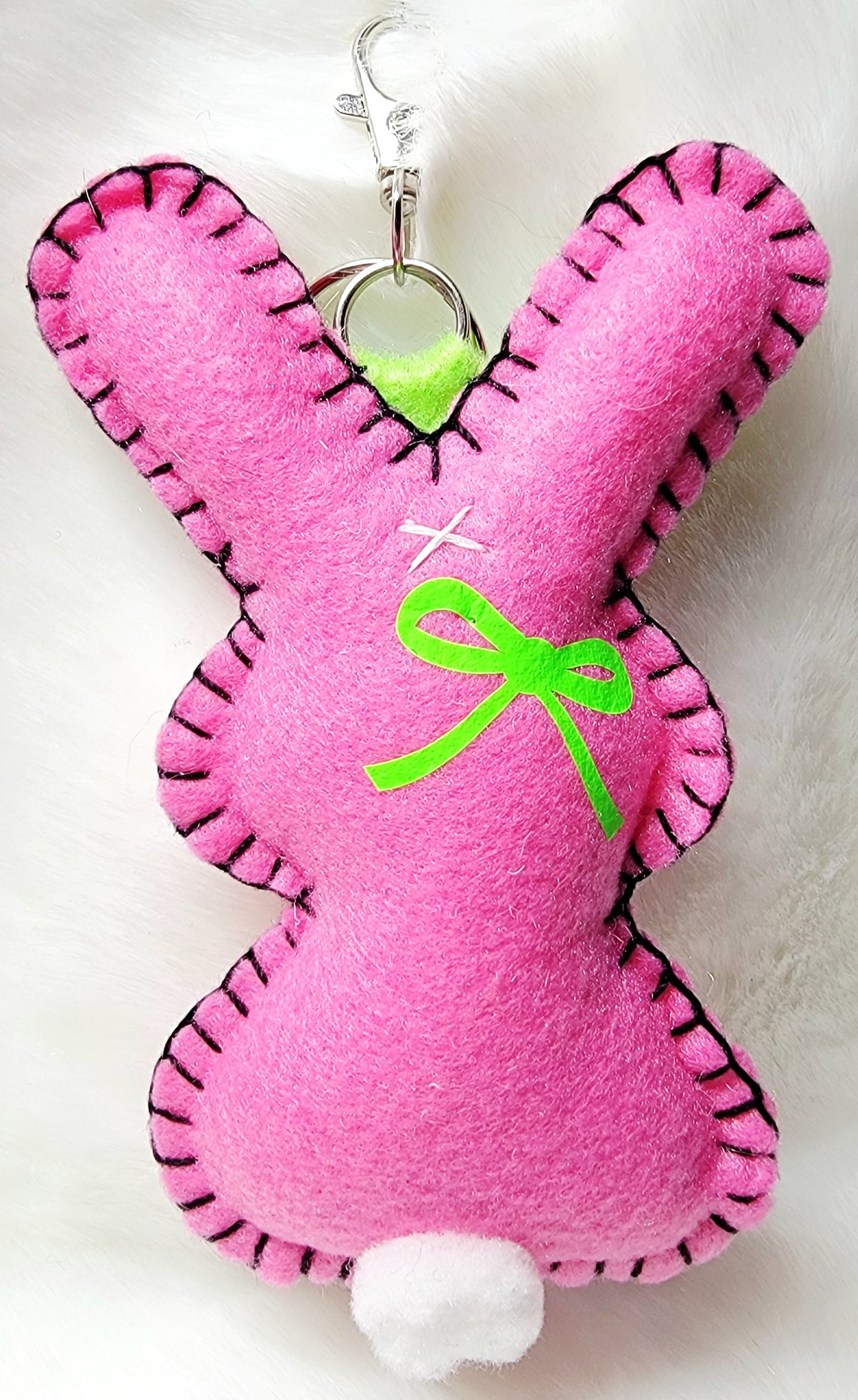 OOAK Mini Candy Pink Bunny Plush keychain / bag charm - Handmade - Ready to ship