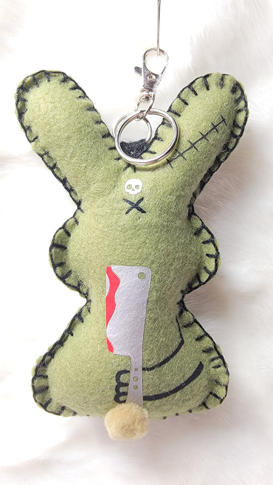 OOAK Mini Zombie Bunny Plush keychain / bag charm - Handmade - Ready to ship