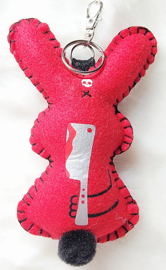 OOAK Mini killer Bunny Plush keychain / bag charm - Handmade - Ready to ship