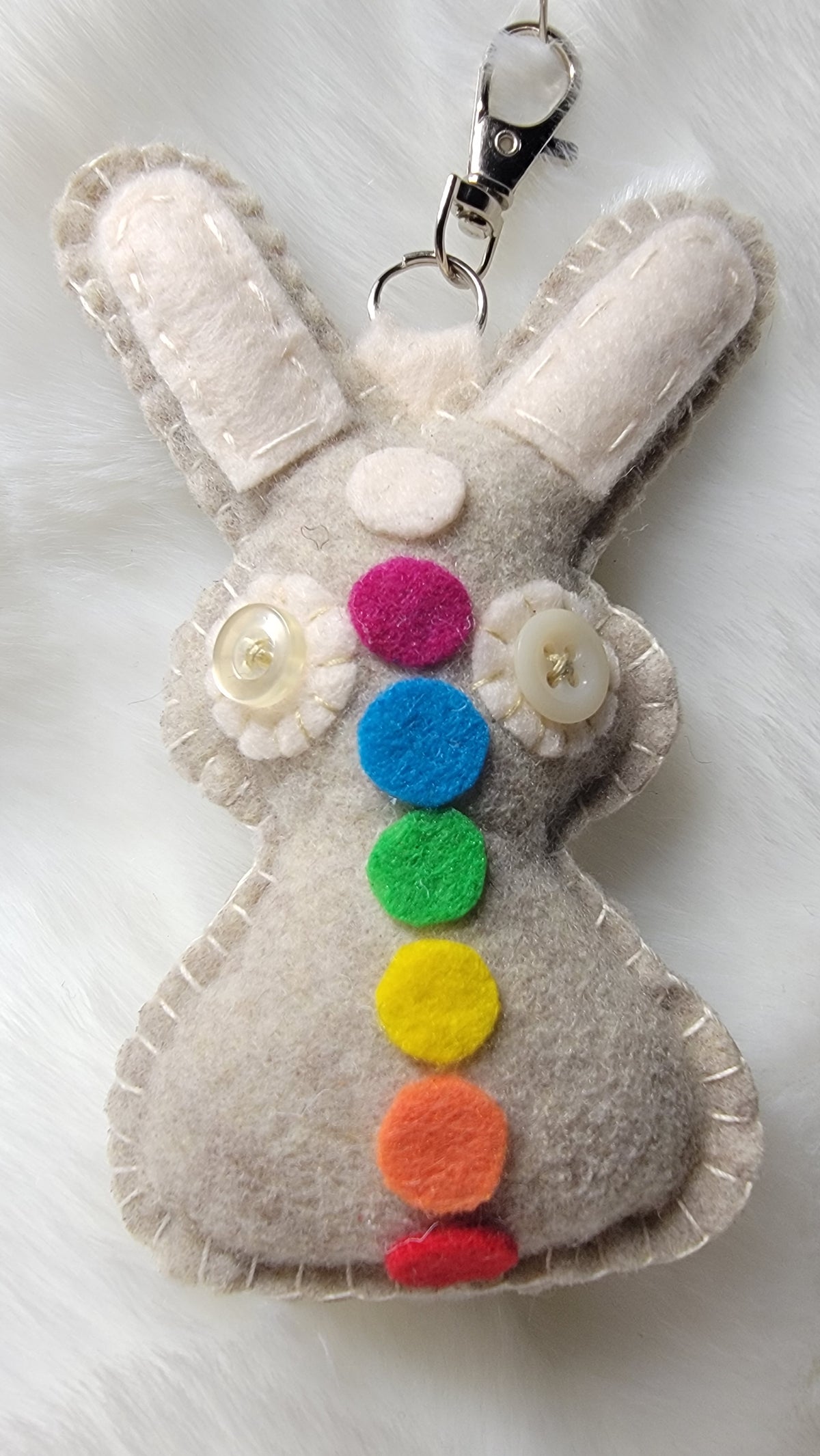 OOAK Mini Chakra Bunny Plush keychain / bag charm - Handmade - Ready to ship