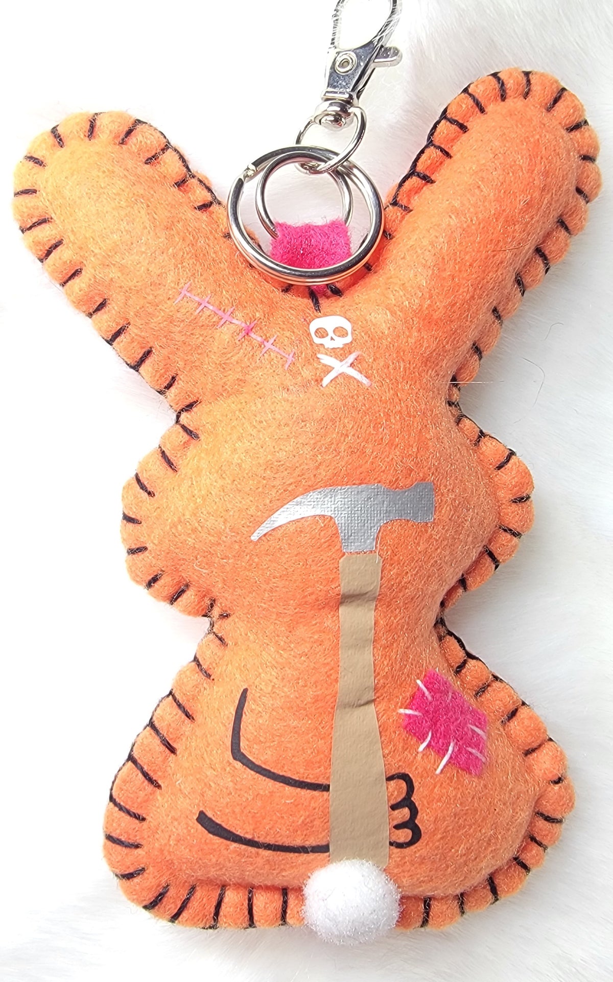 OOAK Mini Zombie Brains  Bunny Plush keychain / bag charm - Handmade - Ready to ship