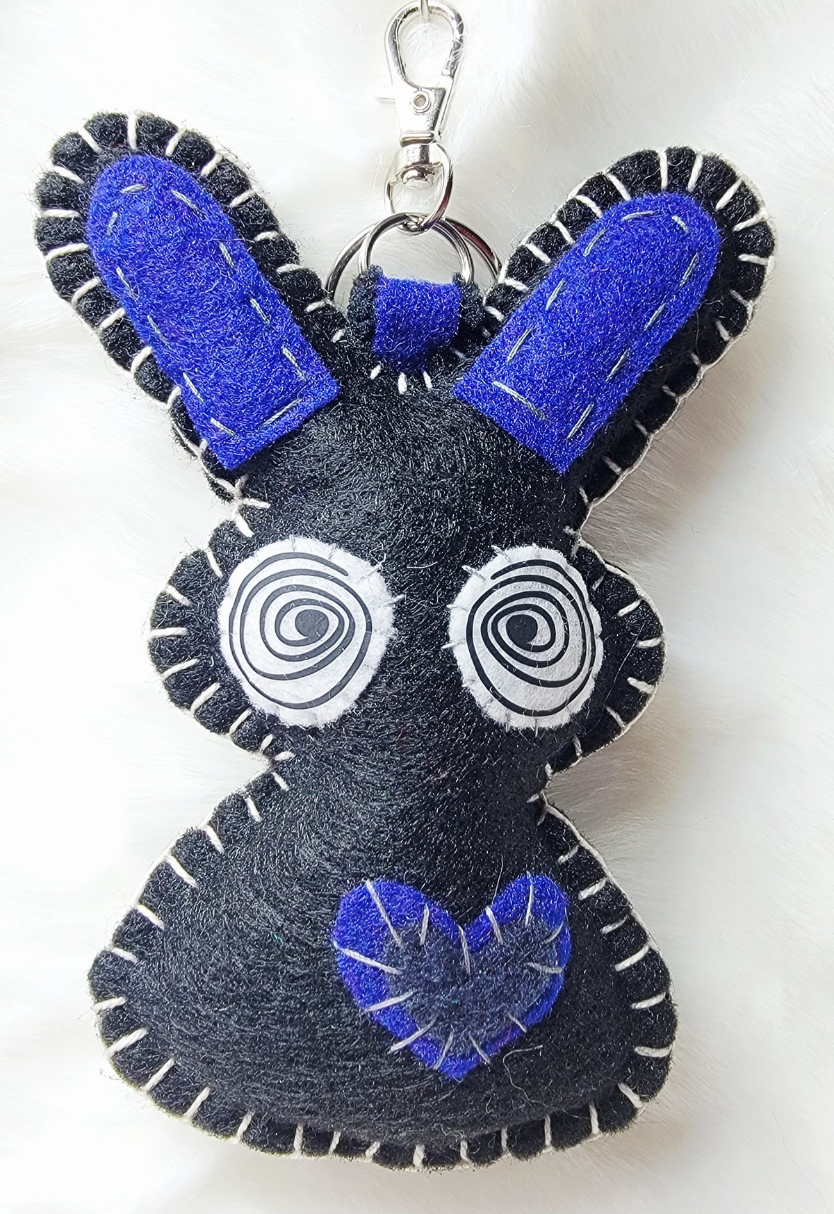 OOAK Mini Killer Bunny Plush keychain / bag charm - Handmade - Ready to ship