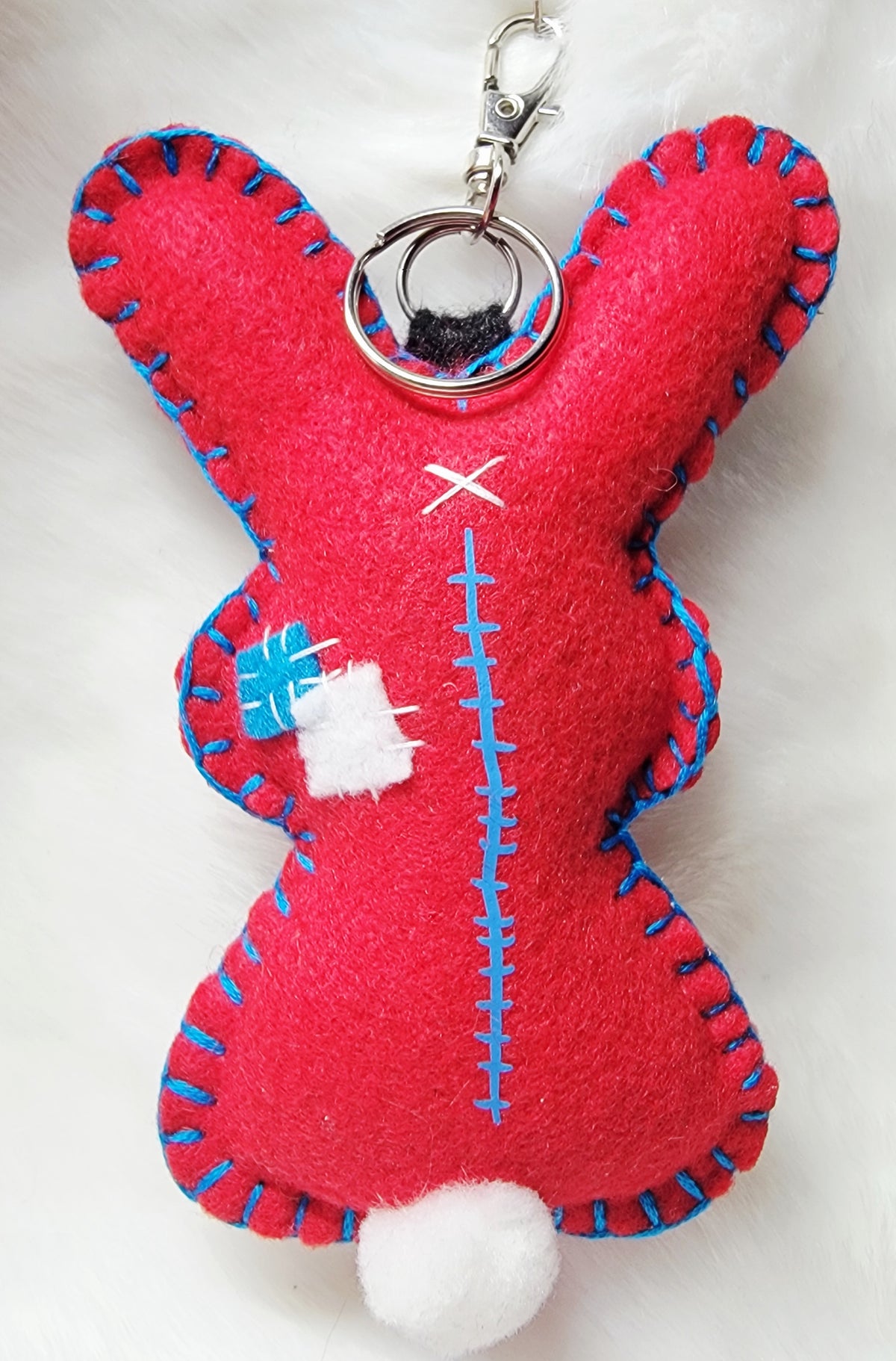 OOAK Mini Red Bunny Plush keychain / bag charm - Handmade - Ready to ship